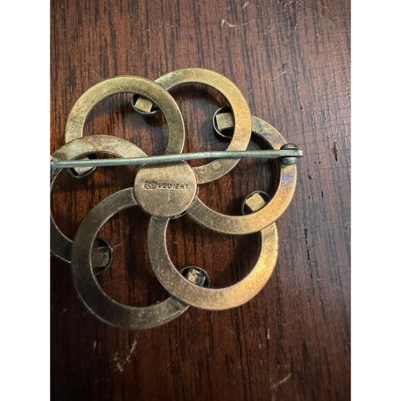 Binders Brothers Gold Filled Nouveau Signed Brooch - Picture 4 of 5